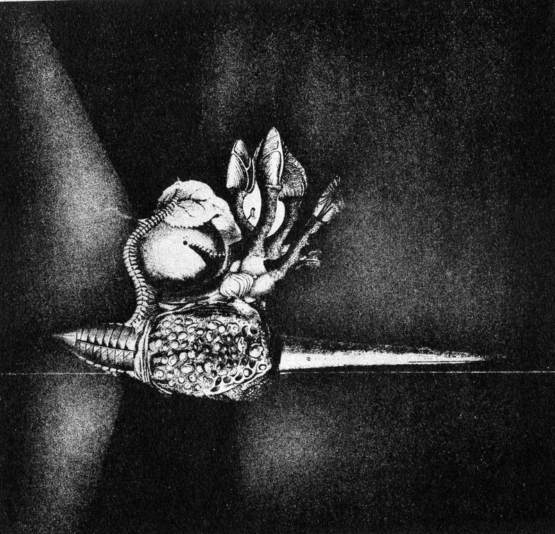 Schutzraum, 1962, Radierung, 18 x 17,5 cm