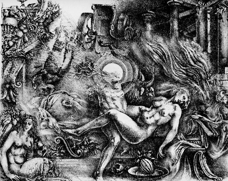 Semele aus der Serie Capriolen des Zeus, 1985, Lithographie, 23 x 28 cm