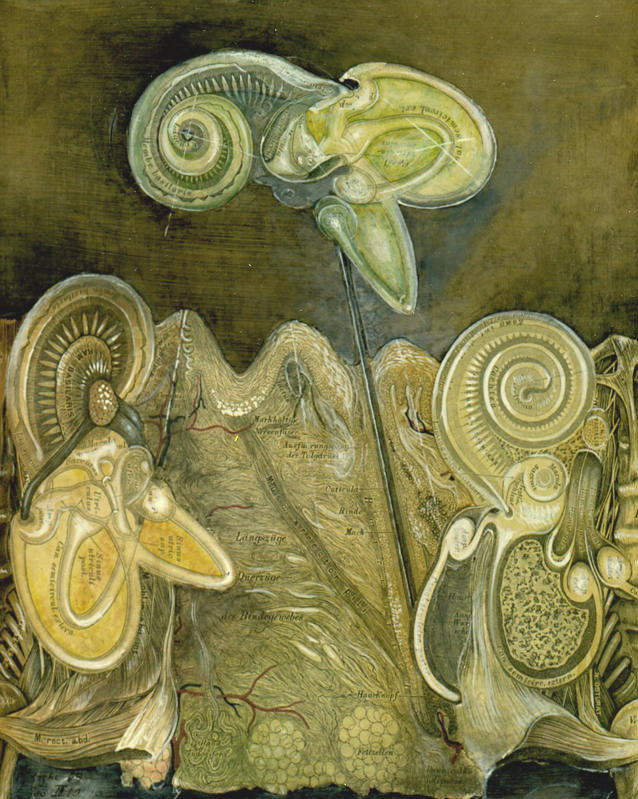 Anthropomorphe Landschaft Top-II, 1969 Tusche/Collage, 21,5 x 18,5 cm