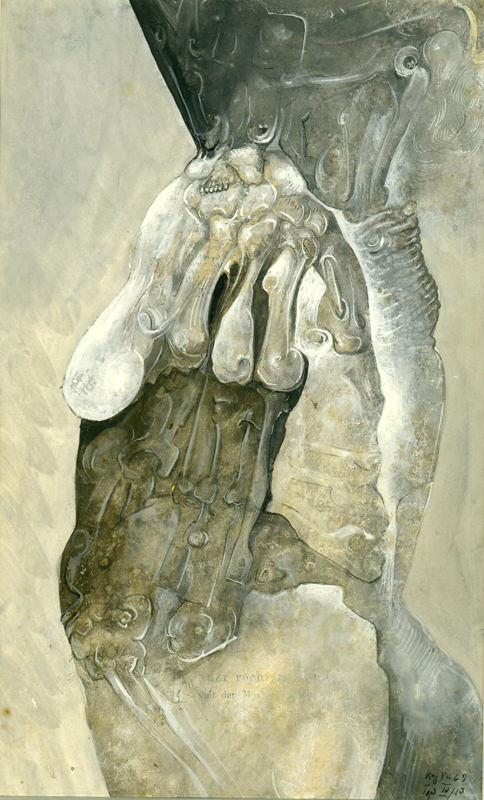 Anthropomorphe Landschaft Top-III, 1969, Tusche/Collage, 13,5 x 15,5 cm