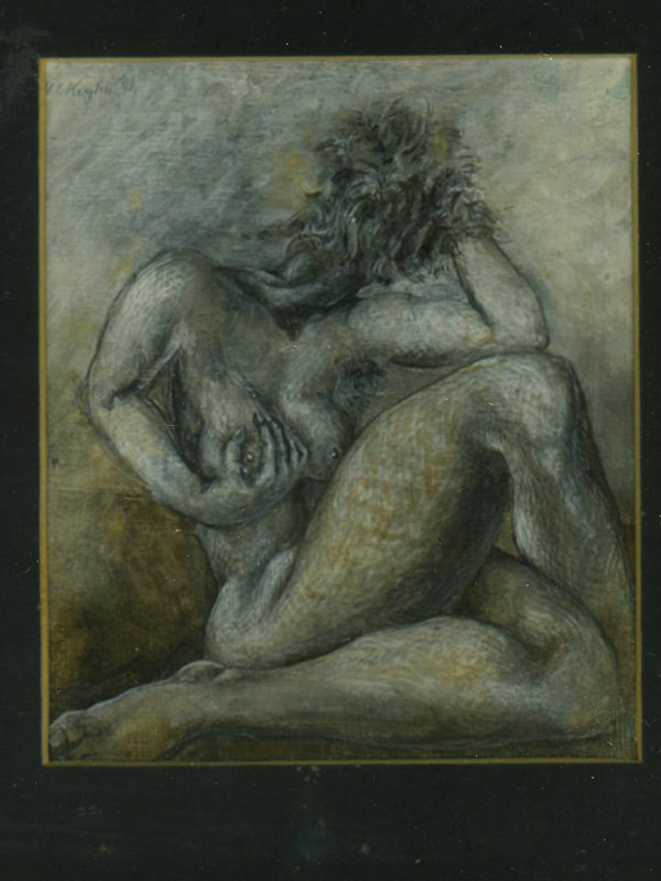 Körpersprache-17, 1981, Tusche/Farbstift, 14,5 x 14,5 cm