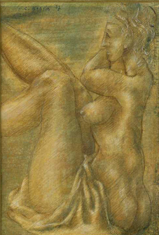 Körpersprache-23, 1977, Tusche/Farbstift, 27,5 x 18,5 cm