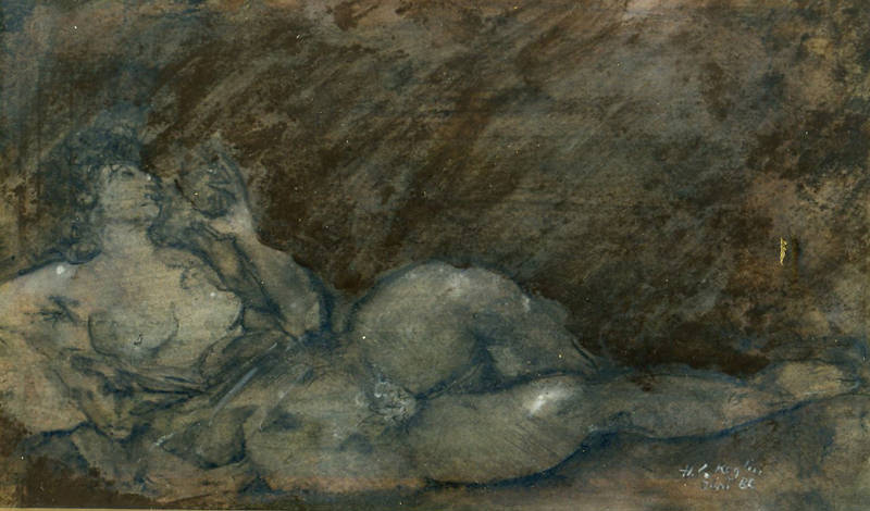 Körpersprache-27, 1986, Tusche/Farbstift, 27 x 34 cm