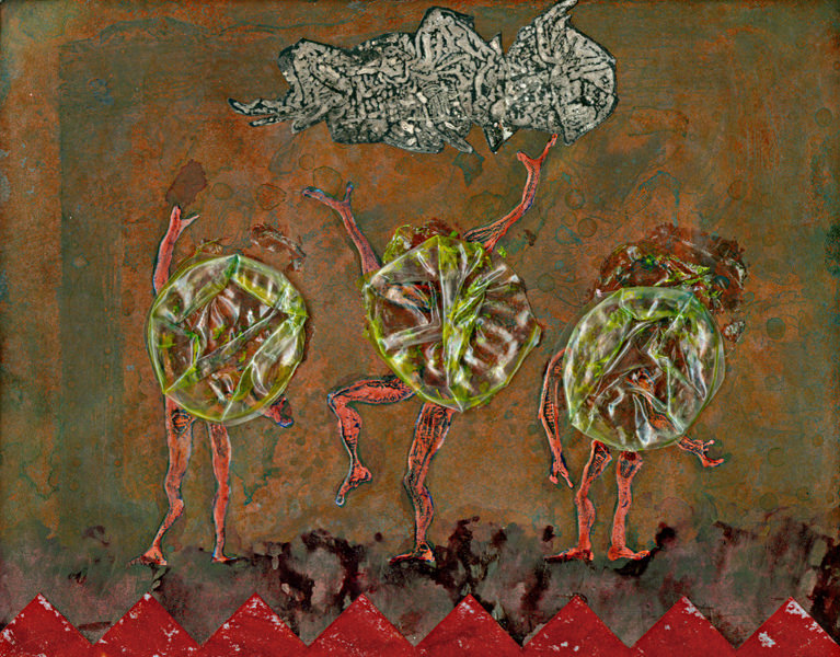 Nostalgisch, 1992, Collage/Tusche, 19 x 15 cm