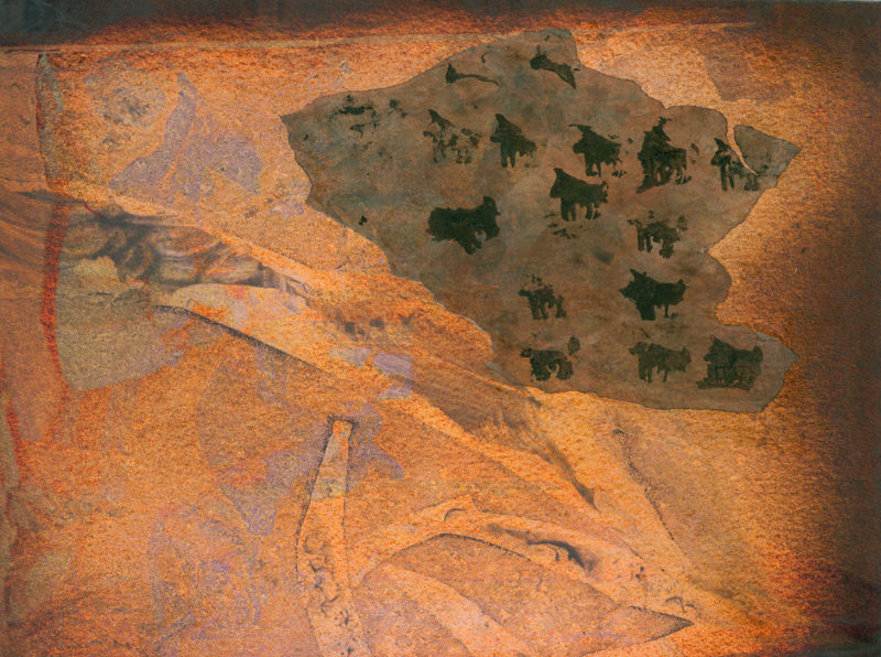 Yakweide, 1992, Collage/Tusche, 19 x 15 cm