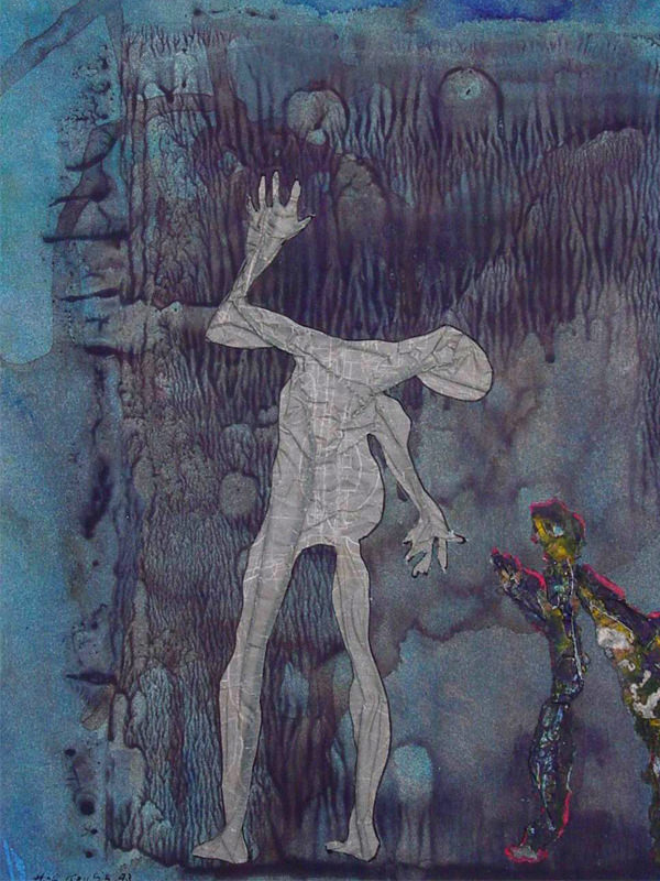 Spaziergang, 1993, Collage/Tusche, 25,5 x 21 cm