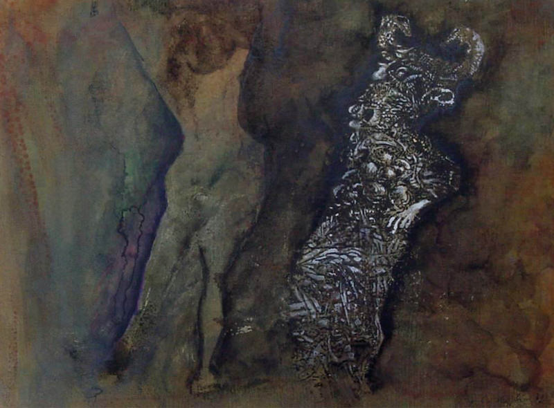 Unverhofft, 1992, Tuschzeichnung, 15 x 21 cm