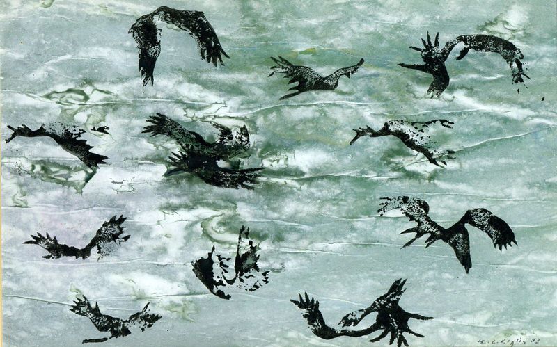 Sturm, 1993, Tuschzeichnung, 16,5 x 24,5 cm