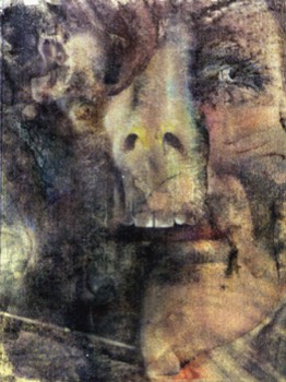  Augenblick, 1971, Frottage/Farbstift, 32 x 34 cm 