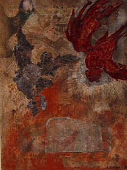  Feuervogel, 1992, Collage/Tusche, 20 x 15 cm 